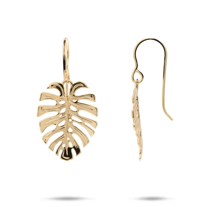 Monstera Earrings in Gold – 23mm