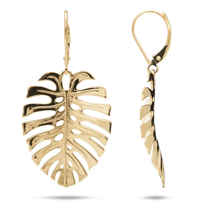 Monstera Earrings in Gold – 30mm