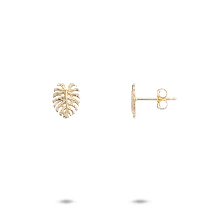 Monstera Earrings in Gold – 9mm