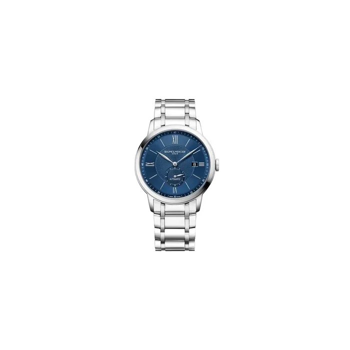 Montre Baume et Mercier Classima automatique cadran bleu bracelet acier 42 mm