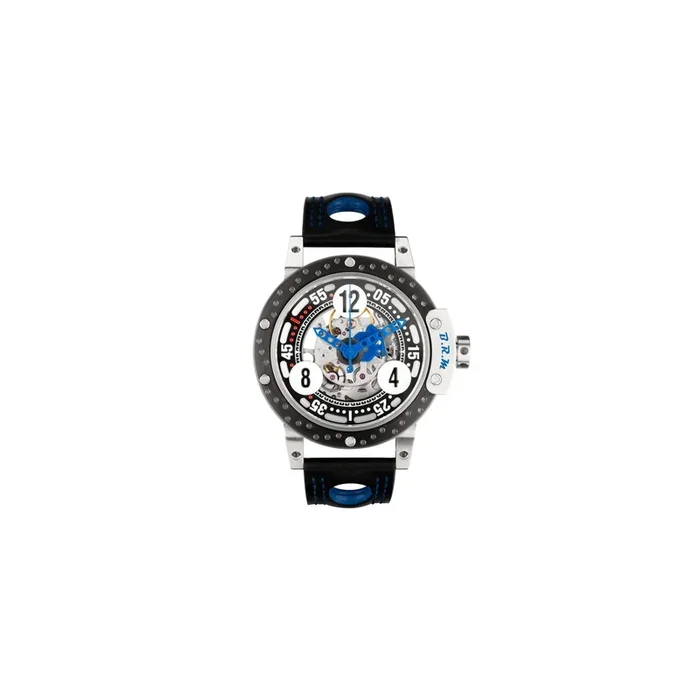 Montre BRM DDF6 automatique titane cadran squeletté bracelet cuir noir 46 mm