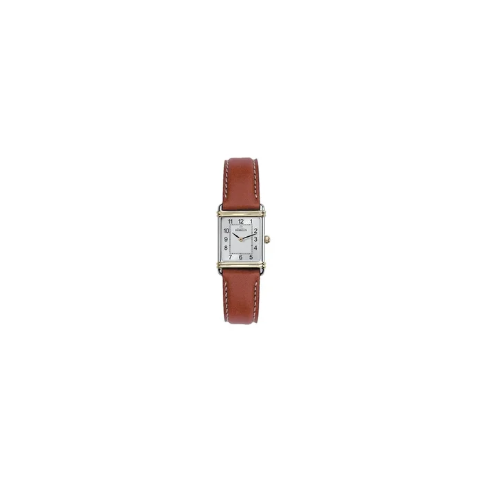 Montre Herbelin Art Déco acier et PVD or jaune sur cuir marron – Lepage