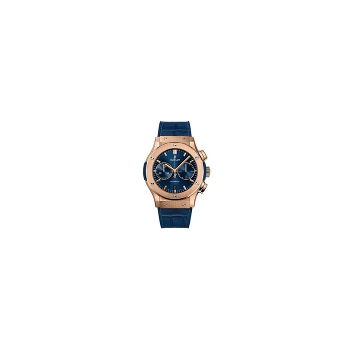 Montre Hublot Classic Fusion Blue Chronograph King Gold bracelet cuir et caoutchouc 45 mm
