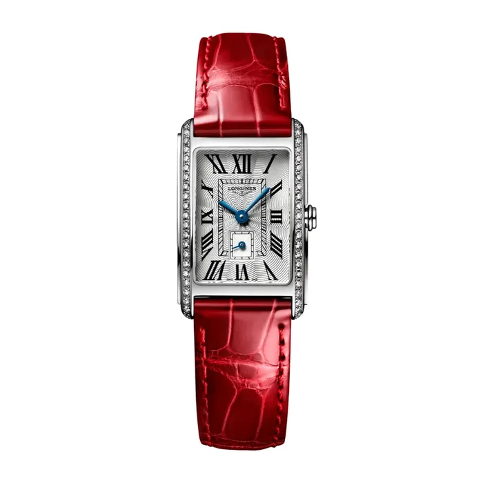 Montre Longines DolceVita chiffres romains cuir rouge L52550715 – Lepage