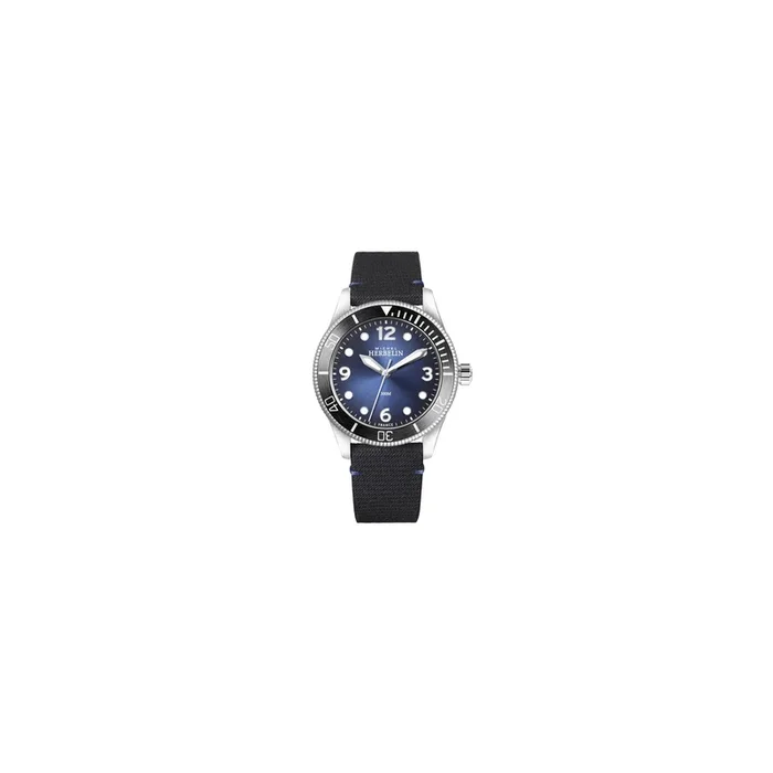 Montre Michel Herbelin Trophy quartz cadran bleu bracelet textile noir 42 mm