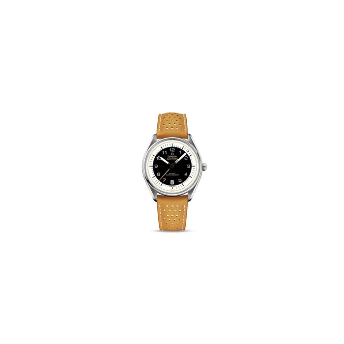 Montre Omega Seamaster Jeux Olympiques cadran blanc bracelet cuir jaune Edition limitée 2032 ex. 39,5 mm