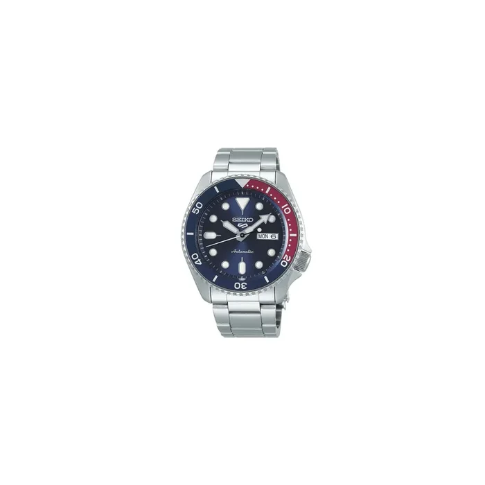 Montre Seiko 5 Sports automatique cadran bleu bracelet acier 3 maillons 42,5 mm