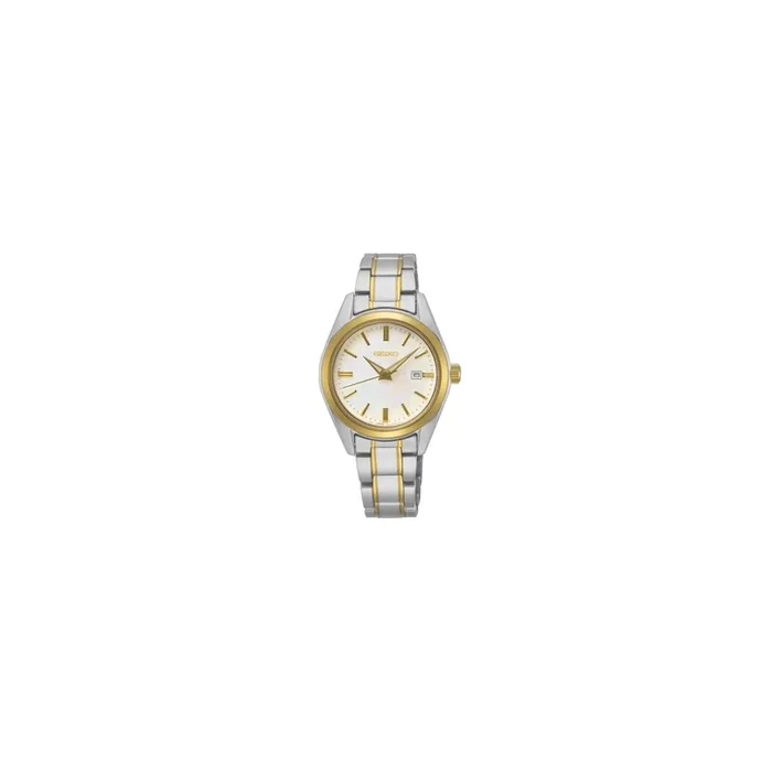 Montre Seiko Classique quartz cadran blanc bracelet acier bicolore 29,8 mm