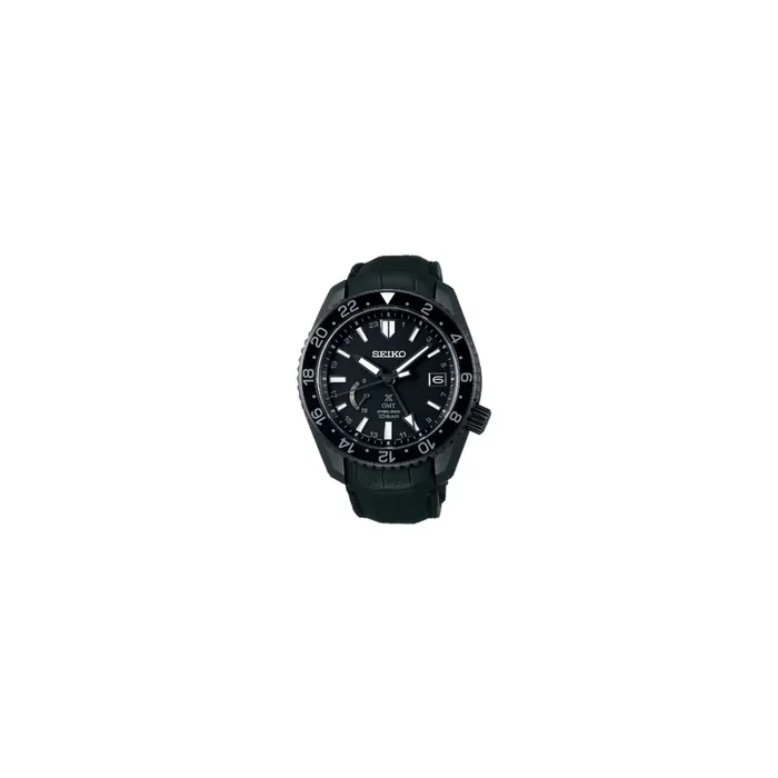 Montre Seiko Prospex LX automatique GMT cadran noir bracelet cuir noir 44,8 mm
