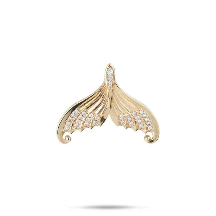 Moon Mermaid Tail Pendant in Gold with Diamonds – 20mm