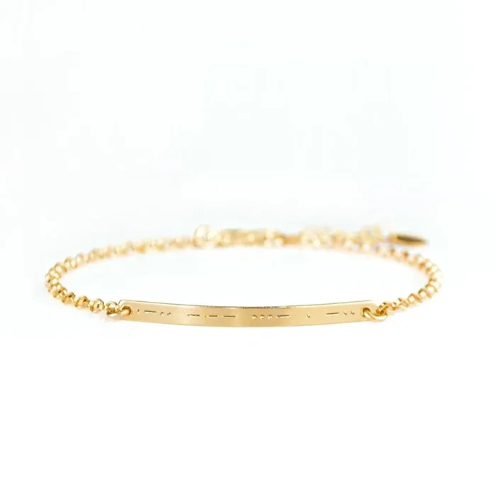 Morse Code Skinny Bar Bracelet, Personalized Hidden Message Gift custom engraved