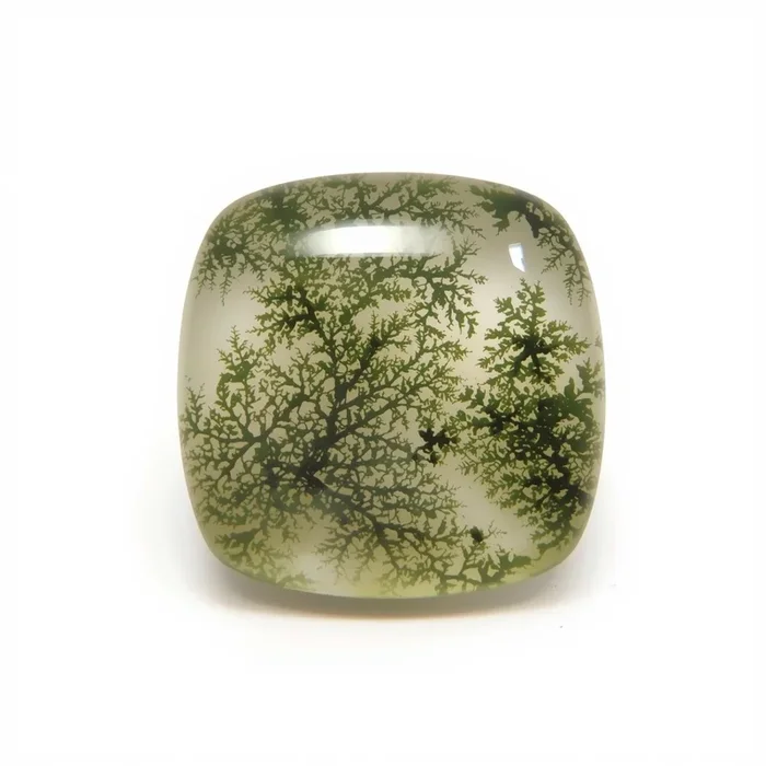 Moss Agate 1PC Small 7×7 MM Cushion Cabochon Green High-Quality semi Precious Loose Gemstones