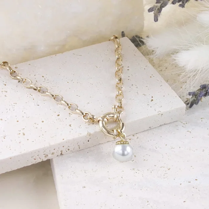 Mother-of-Pearl Bead Charm gold-plated