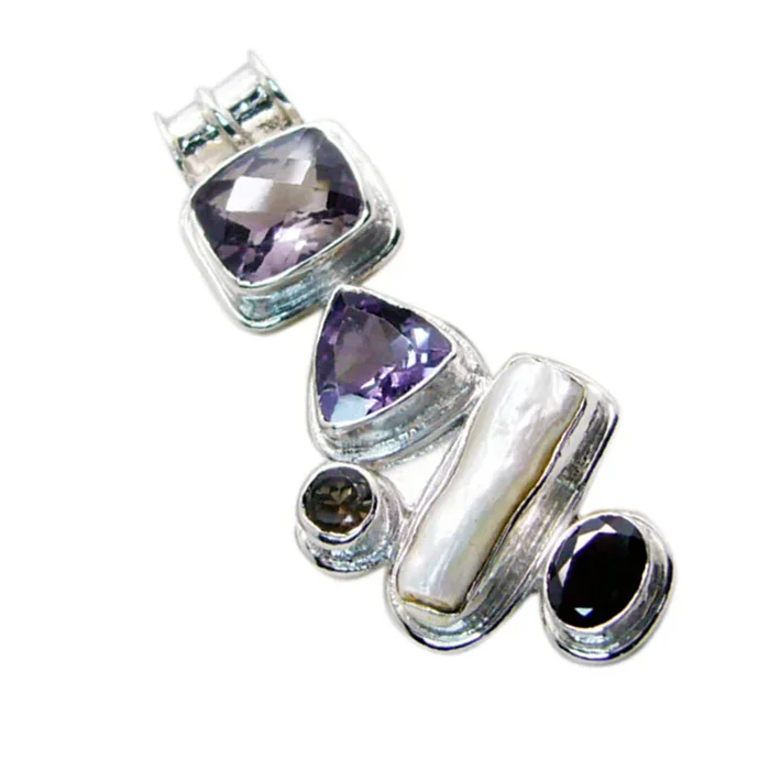 Mother of Pearl Chunky American Sterling Silver multiple Bianca Traditional White Pendant Jewellery