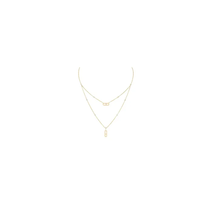 Move Uno 2 rows necklace in yellow gold and diamonds Messika – Lepage