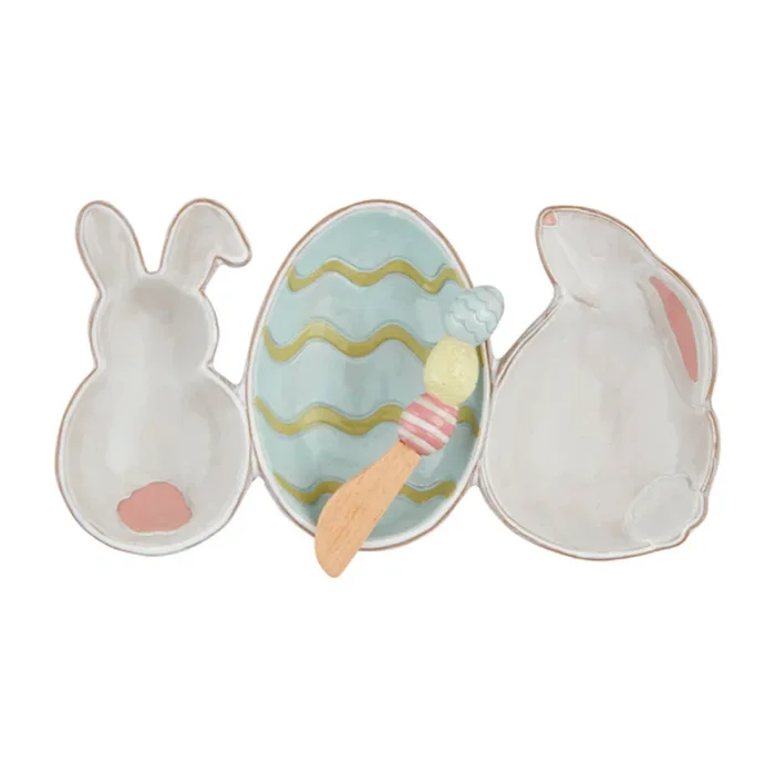 Mud Pie Bunny & Egg Triple Dish Set