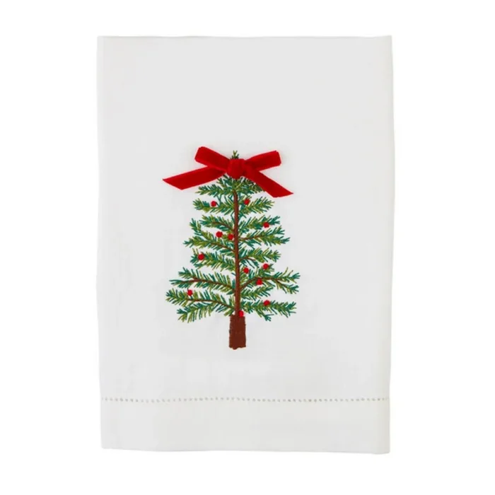 Mud Pie Christmas Embroidered Bow Towel