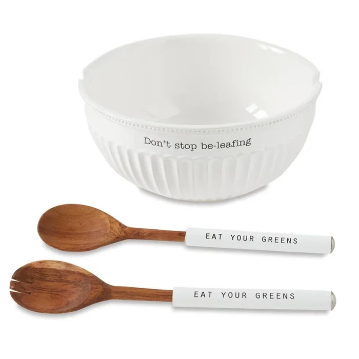 Mud Pie Don’t Stop Be-Leafing Salad Bowl Set