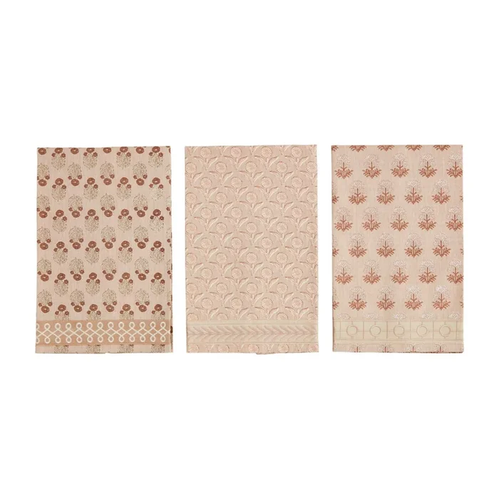 Mud Pie Taupe Block Print Ribbon Towels