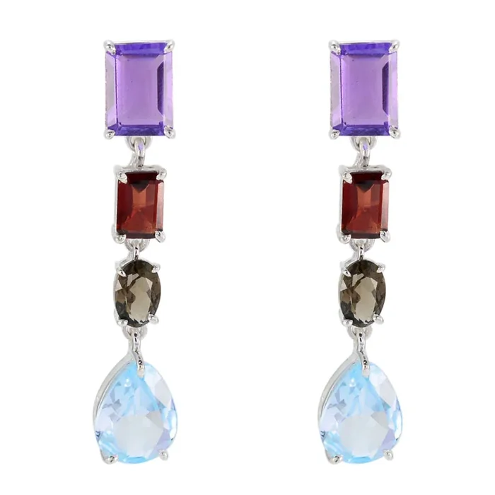 Multi American Lourdes quarter Stud multicolor Silver Earring