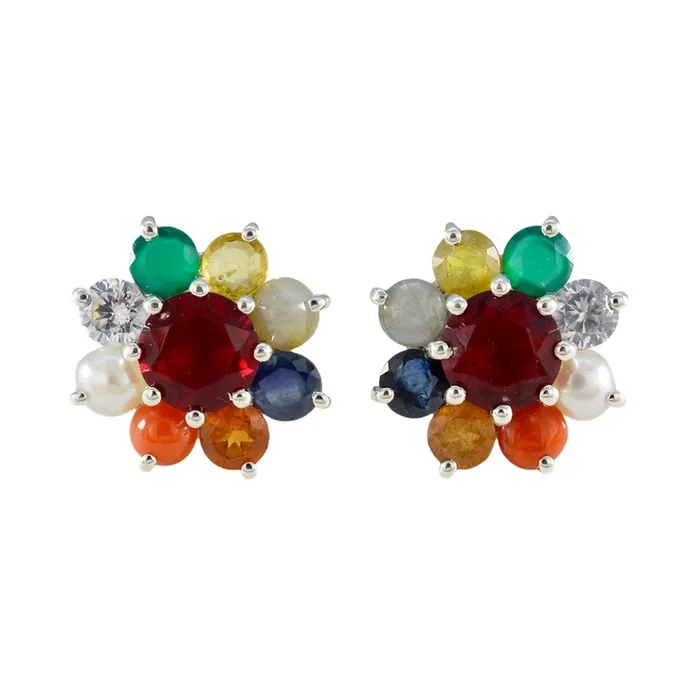 Multi American Maríaa multiple Stud multicolor 92.5 Silver Earring