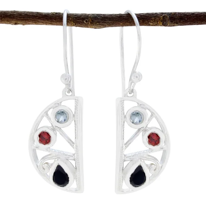 Multi Australian Autumn multiple Dangle multicolor Silver Earring