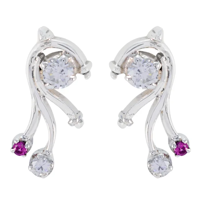 Multi CZ African Agnes multiple Stud multicolor 925 Sterling Silver Earring