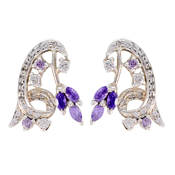 Multi CZ German Alejandra multiple Stud multicolor 92.5 Silver Earring
