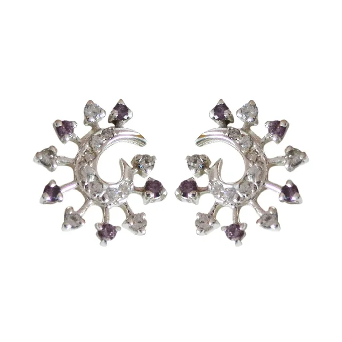 Multi CZ German Charlotte multiple Stud multicolor 92.5 Silver Earring