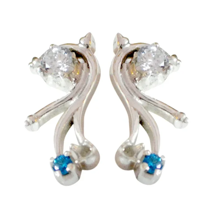 Multi CZ Japanese Renata multiple Stud multicolor 92.5 Silver Earring