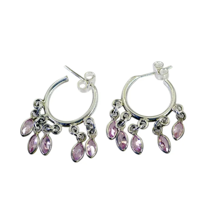 Multi CZ Middle Eastern Autumn multiple Stud multicolor Silver Earring