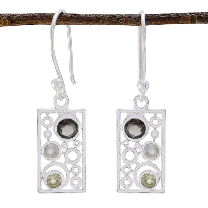 Multi Egyptian Violet multiple Dangle multicolor Silver Earring