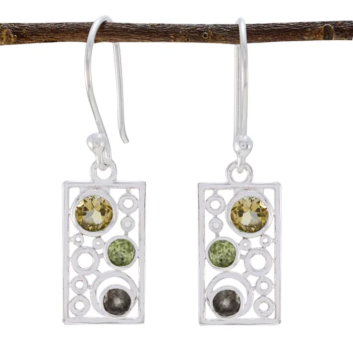 Multi French Bruna multiple Dangle multicolor 925 Sterling Silver Earring
