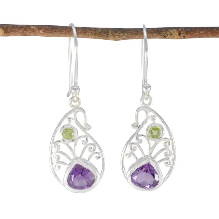 Multi French Hanna multiple Dangle multicolor Silver Earring
