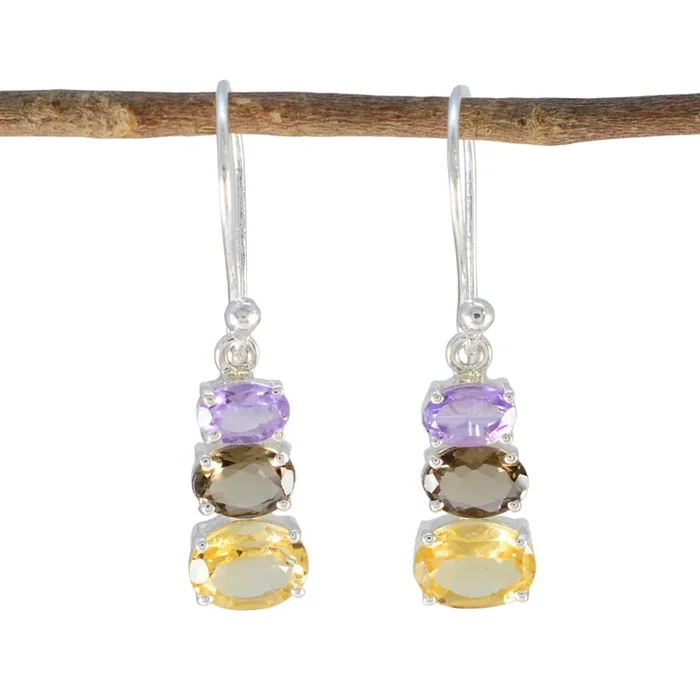Multi German Violet multiple Dangle multicolor 925 Silver Earring