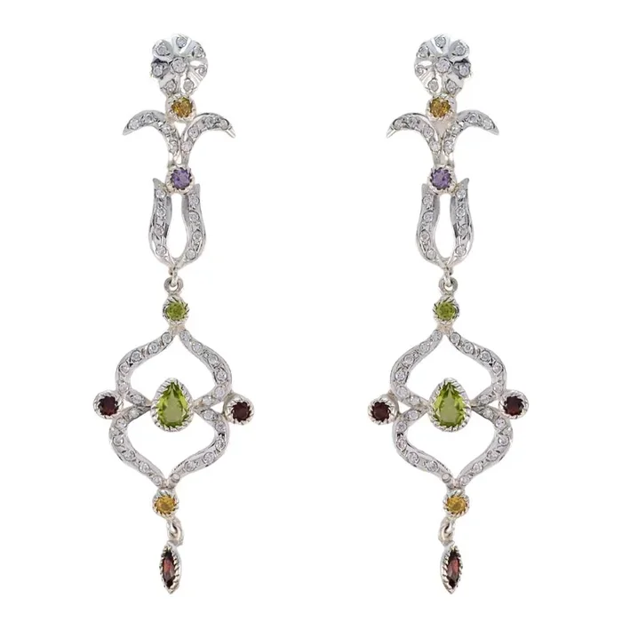 Multi Indian Riya multiple Stud multicolor 92.5 Silver Earring