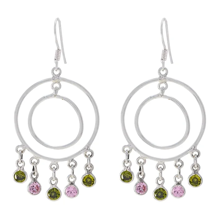 Multi Italian Inès multiple Dangle multicolor 92.5 Silver Earring