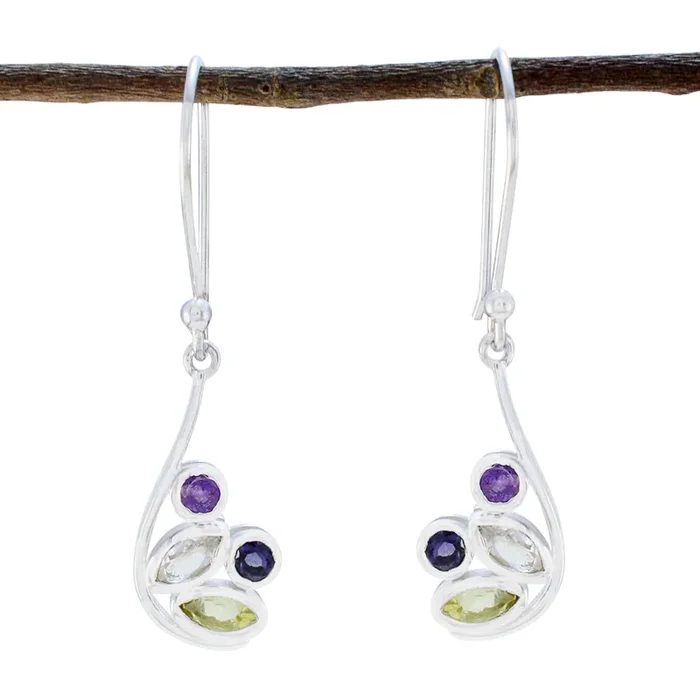 Multi Italian Victoria quarter Dangle multicolor 92.5 Silver Earring