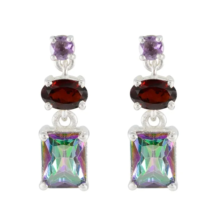 Multi Japanese Addison Trilogy Stud multicolor Sterling Silver Earring