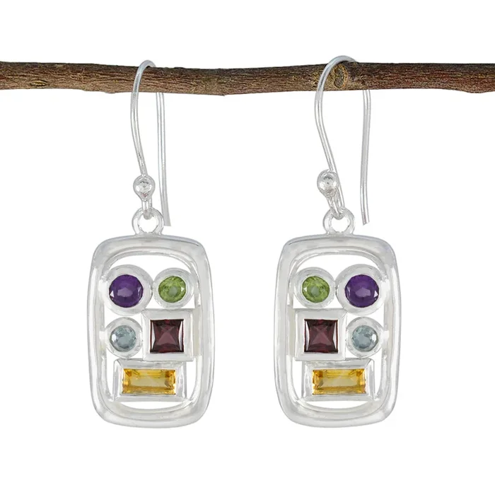 Multi Korean Florencia Penta Dangle multicolor 925 Sterling Silver Earring