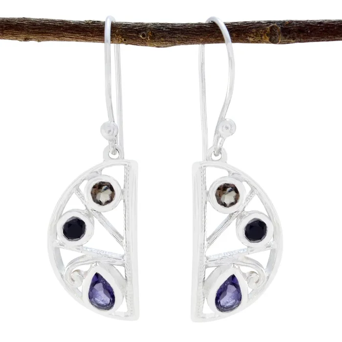 Multi Korean Lea multiple Dangle multicolor 925 Sterling Silver Earring