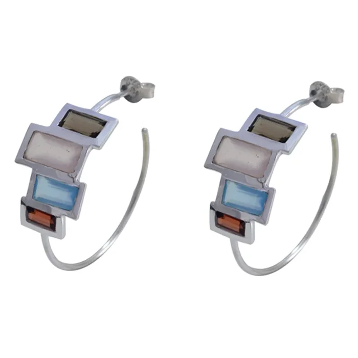Multi Latin American Ángeles multiple Stud multicolor 925 Sterling Silver Earring