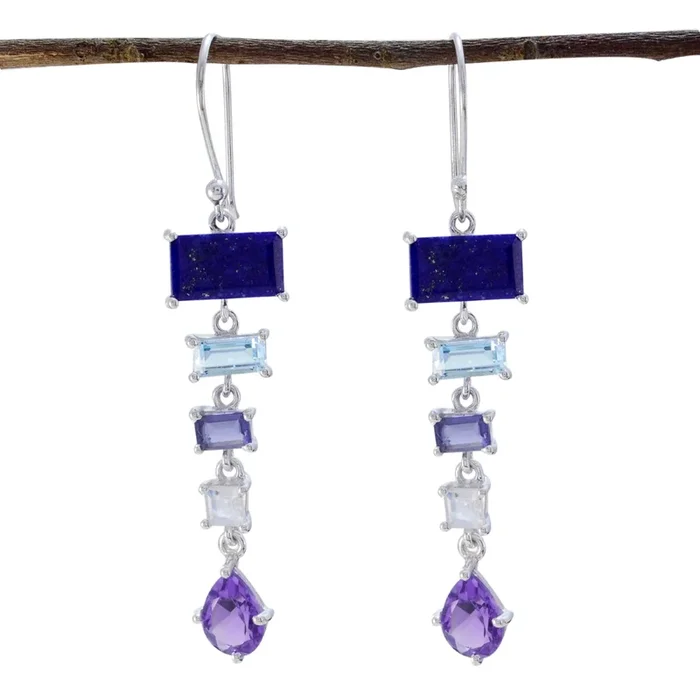 Multi Latin American Anna multiple Dangle multicolor 925 Sterling Silver Earring