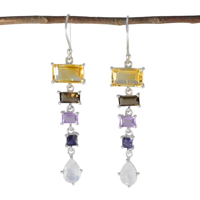 Multi Latin American Skylar Penta Dangle multicolor 925 Silver Earring