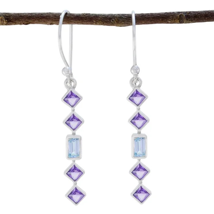 Multi Middle Eastern Sarah multiple Dangle multicolor Sterling Silver Earring