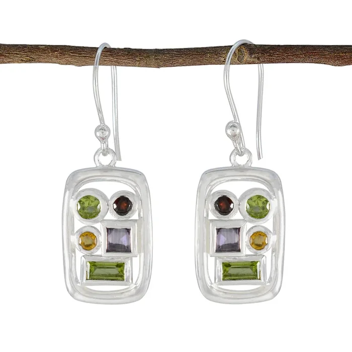 Multi Moroccan Dayana Penta Dangle multicolor Sterling Silver Earring