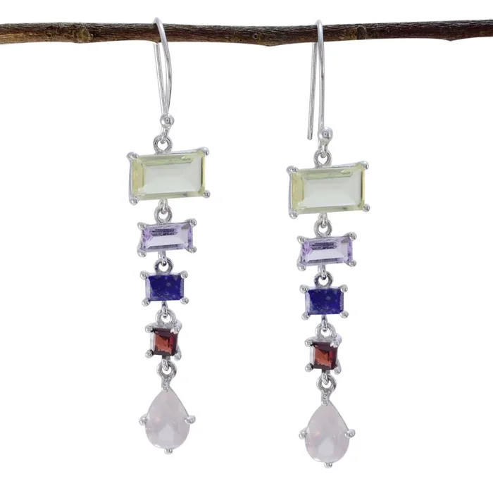 Multi Moroccan Kennedy multiple Dangle multicolor Sterling Silver Earring