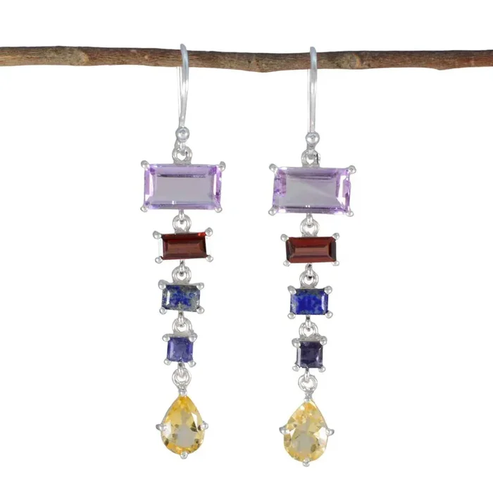 Multi Moroccan Tereza Penta Dangle multicolor 925 Silver Earring