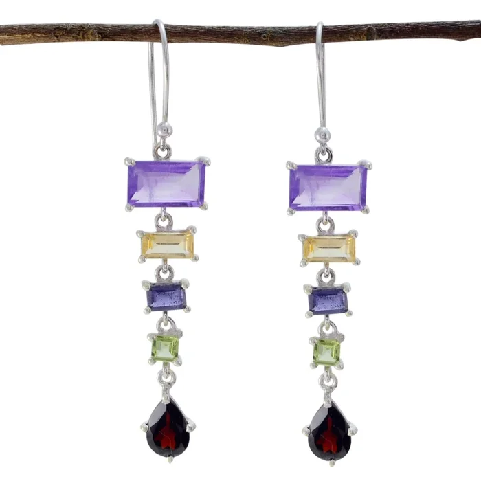 Multi Russian Autumn multiple Dangle multicolor 92.5 Silver Earring