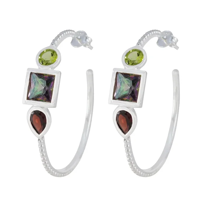 Multi Russian Jiwoo Trilogy Stud multicolor 92.5 Silver Earring